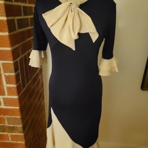 NAVY BLUE & WHITE MERMAID DRESS.